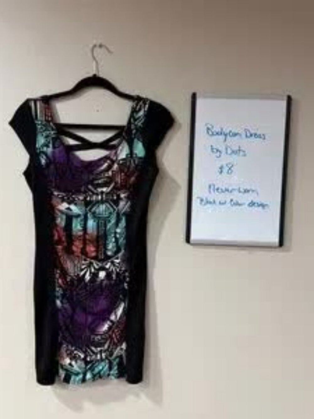 Dots Women’s Black and Vibrant Patterned Bodycon Dress